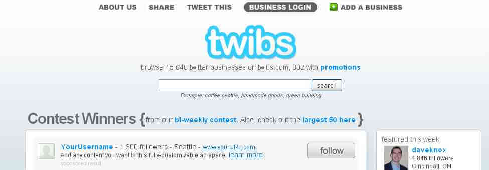 twibs - Twitter Business Directory - 15,640 businesses and counting! - Add your business today!
