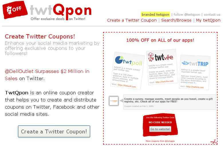 twtQpon   create twitter coupons for your business.